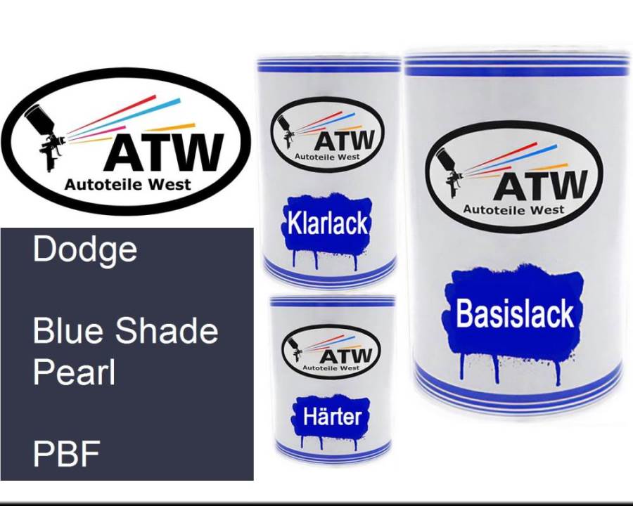 Dodge, Blue Shade Pearl, PBF: 500ml Lackdose + 500ml Klarlack + 250ml Härter - Set, von ATW Autoteile West.